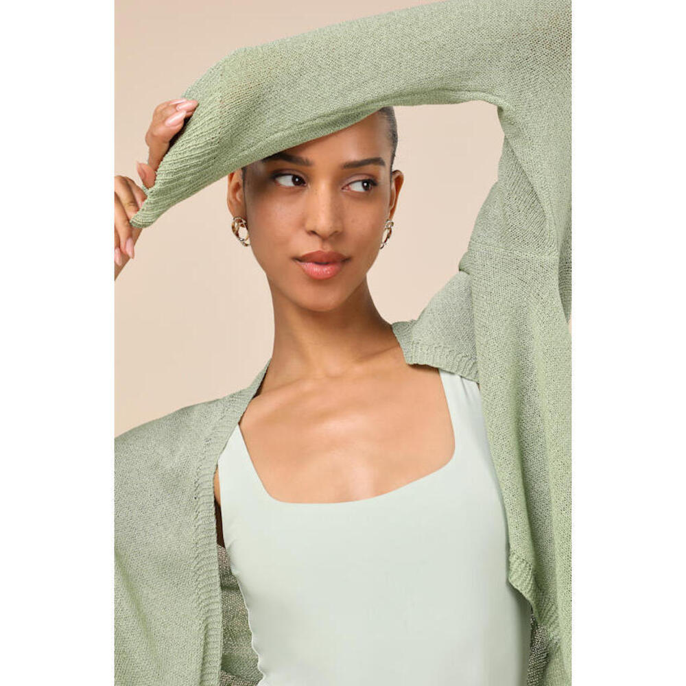 Lulus Clean Aesthetic Sage Green Knit Cardigan Sweater - Size S